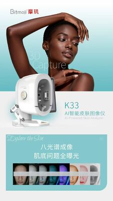 Analyse de la peau Scanner complet du visage avec 36 millions d'éléments d'image Détecteur d'humidité de taches Scanner facial UV Diagnostique de la peau Adapté à toutes les teintes de peau