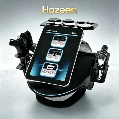 Hazeen 448 kHz Tecar Therapy RET CET Dispositif de raffermissement corporel Portable Dispositif de physiothérapie de soins approfondis, instrument de mise en forme du corps, dispositif d'élimination de la graisse avec 2 sondes de fièvre/1 Fasciomètre
