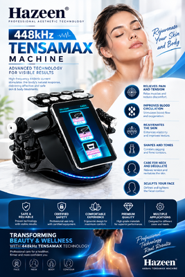 Nouveau appareil de beauté Hazeen 448kHz avec chauffage profond, 3 poignées et 8 têtes de massage.